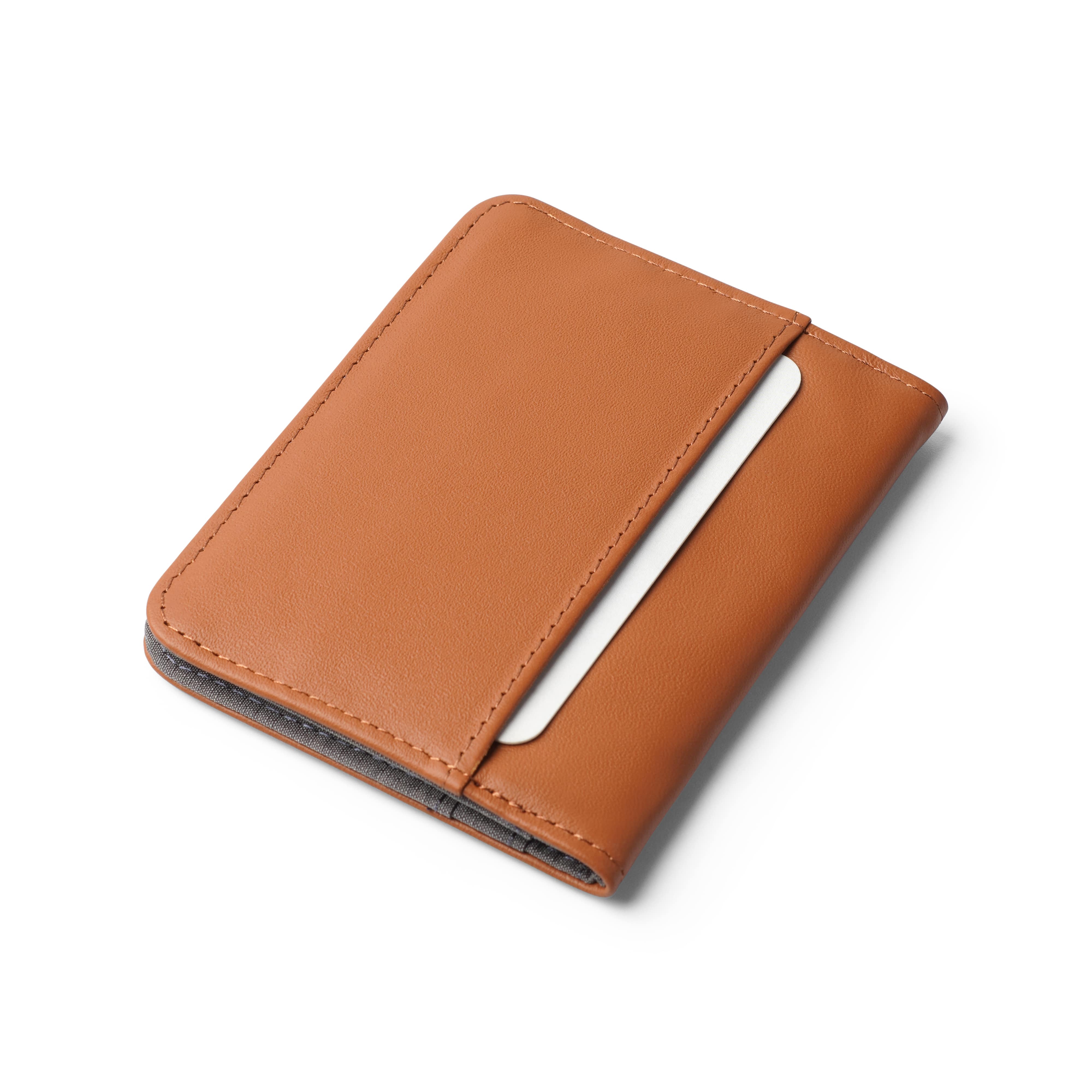 Leather hybrid card wallet hazel-brown