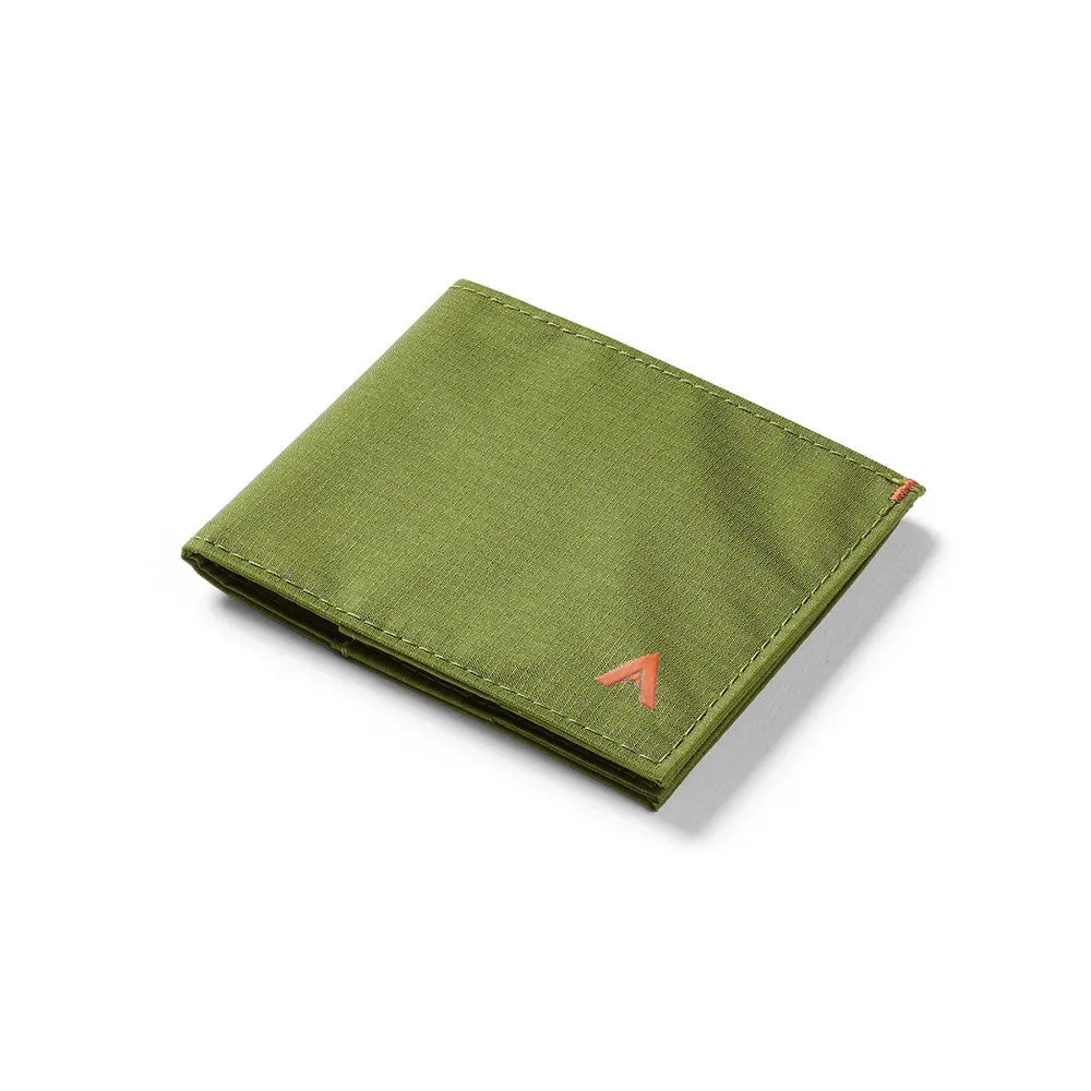 Closed RFID blocking sport wallet made for front pockets, constructed with durable nylon material in cala green.Allett Sport Wallet RFID Nylon Front Pocket Wallet cala-green